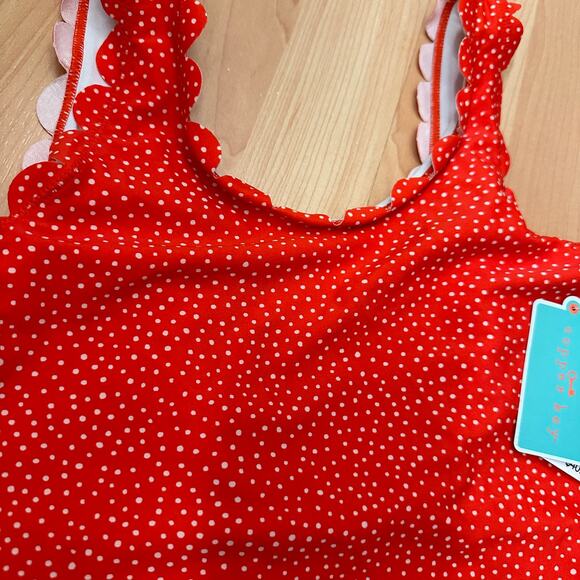 GIRLS Red & White Polka Dot One Piece Swimming Suit – Size 16 - Picture 2 of 5